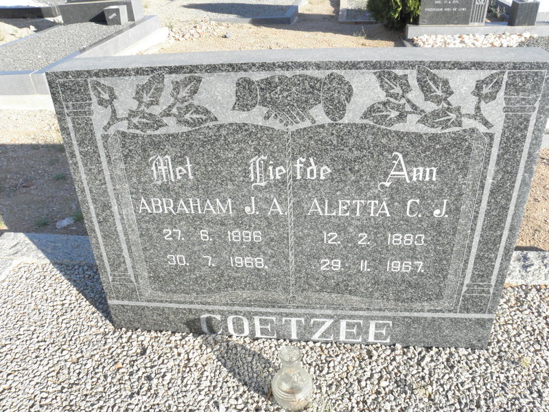 COETZEE Abraham J.A. 1896-1968 &amp; Aletta C.J. 1883-1967
