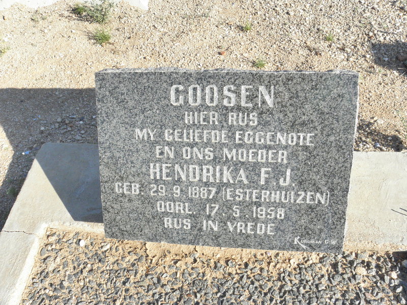 GOOSEN Hendrika F.J. nee ESTERHUIZEN 1887-1958