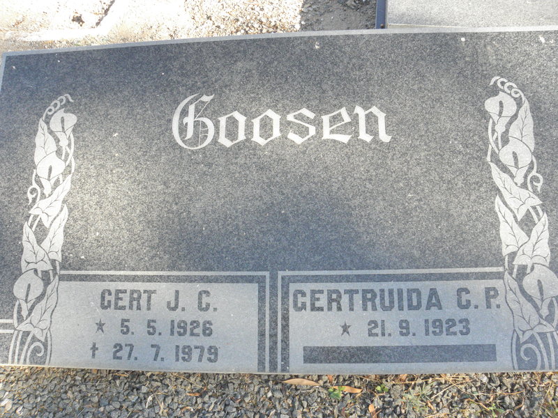 GOOSEN Gert J.C. 1926-1979 &amp; Gertruida C.P. 1923-