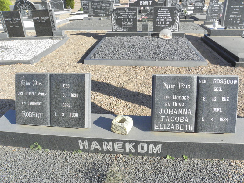 HANEKOM Robert 1896-1980 &amp; Johanna Jacoba Elizabeth 1912-1984