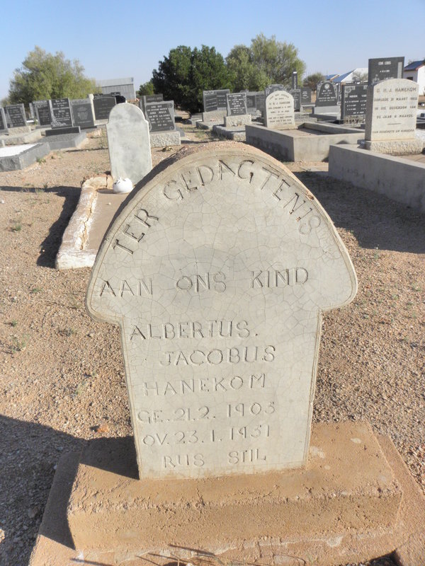HANEKOM Albertus Jacobus 1903-1931