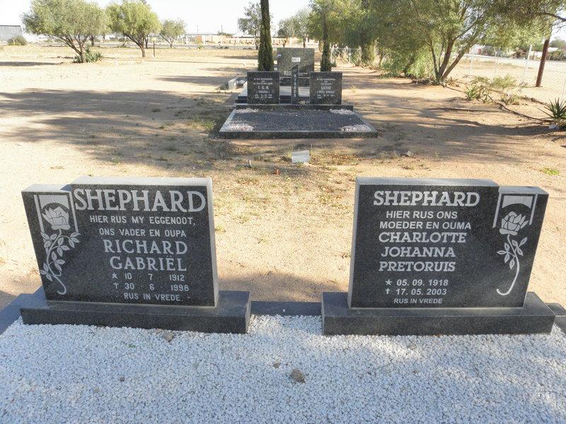 SHEPHARD Richard Gabriël 1912-1998 &amp; Charlotte Johanna PRETORUIS 1918-2003