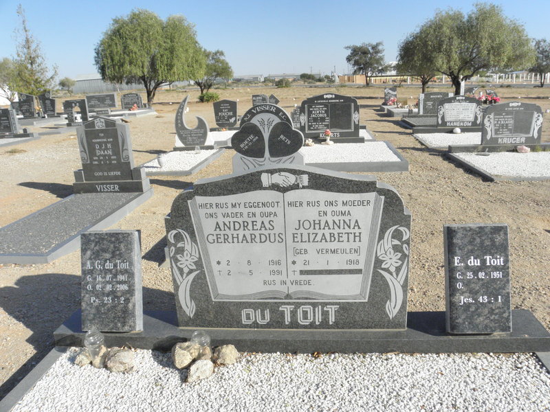 TOIT Andreas Gerhardus, du 1916-1991 &amp; Johanna Elizabeth VERMEULEN 1918-