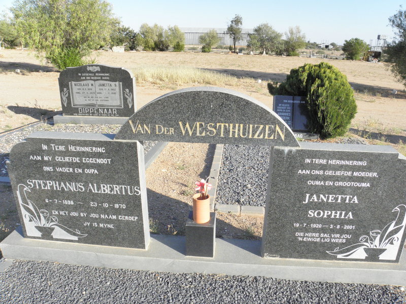 WESTHUIZEN Stephanus Albertus, van der 1898-1970 &amp; Janetta Sophia 1920-2001