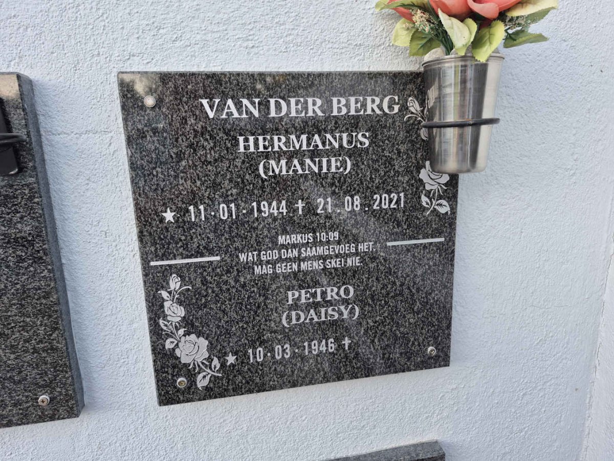 BERG Hermanus,van der 1944-2021 & Petro 1946-