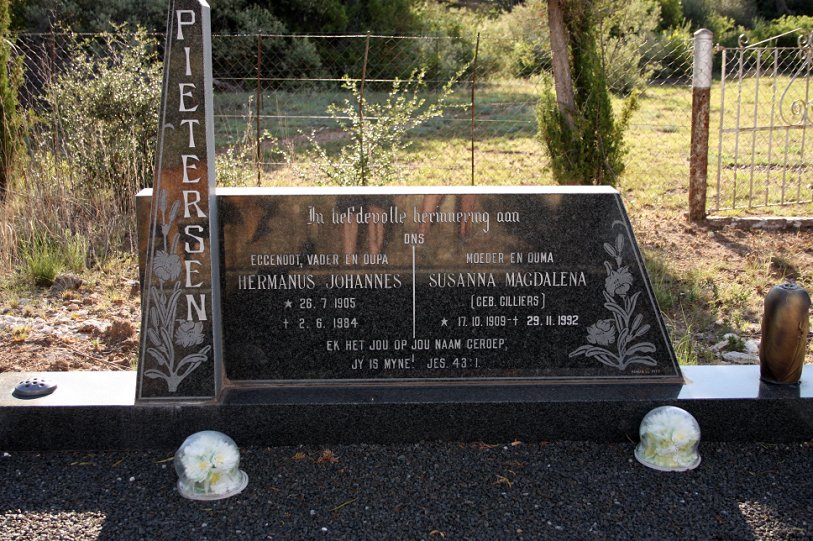 PIETERSEN Hermanus Johannes 1905-1984 &amp; Susanna Magdalena CILLIERS 1909-1992