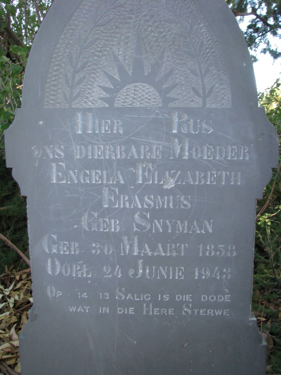 ERASMUS Engela Elizabeth nee SNYMAN 1858-1943