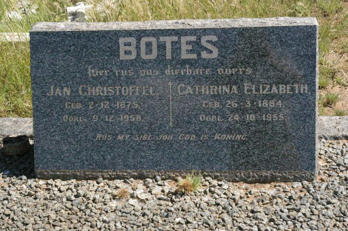 BOTES Jan Christoffel 1875-1958 &amp; Cathrina Elizabeth 1884-1955