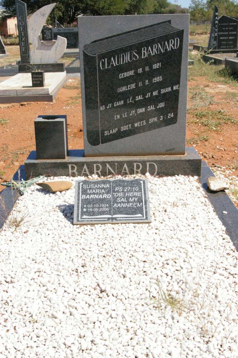 BARNARD Claudius 1921-1985 &amp; Susanna Maria 1924-2006