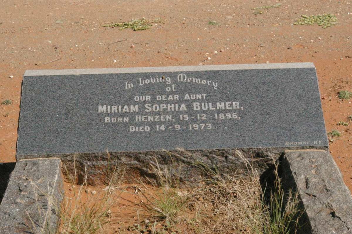 BULMER Miriam Sophia nee HENZEN 1896-1973