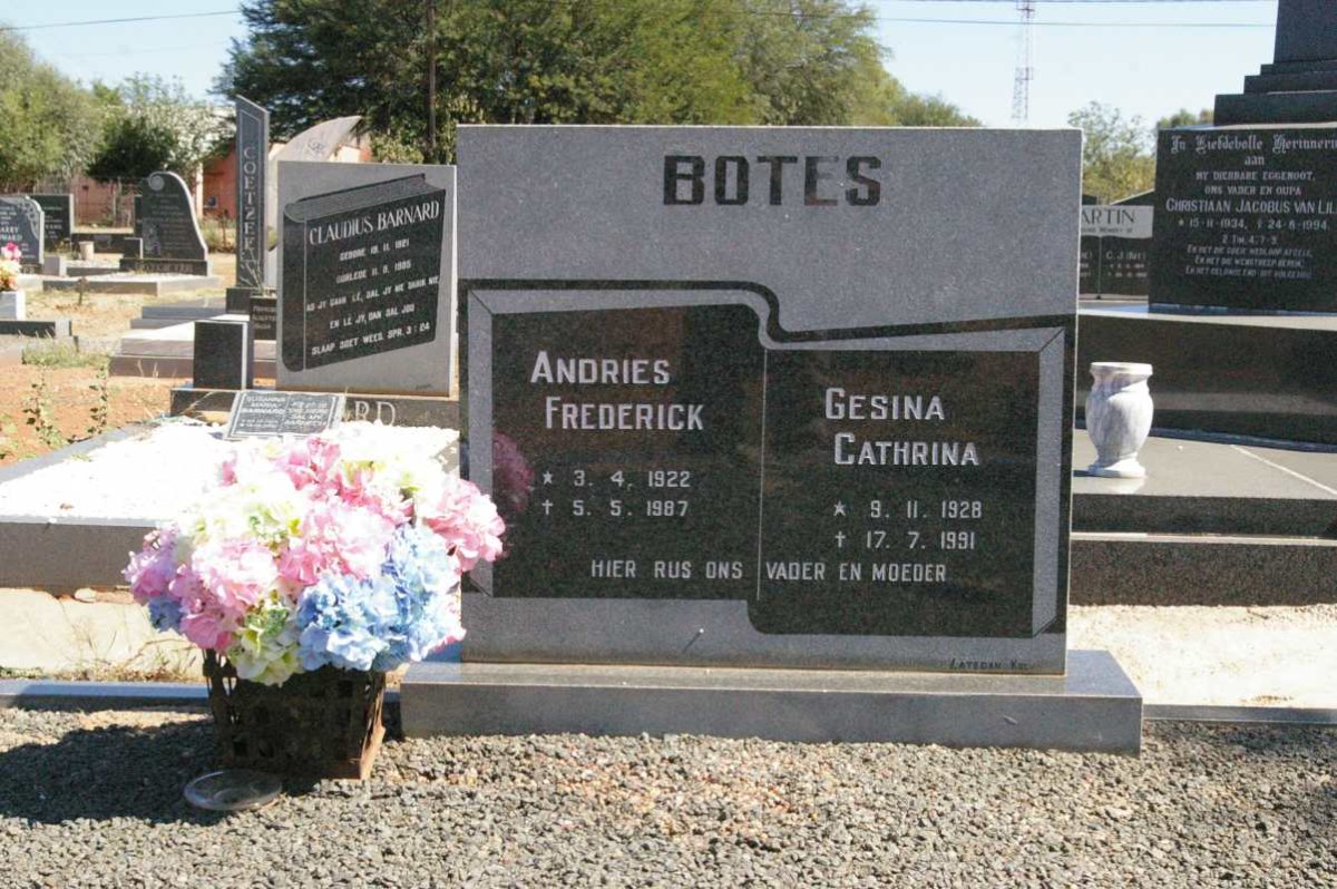 BOTES Andries Frederick 1922-1987 &amp; Gesina Cathrina 1928-1991