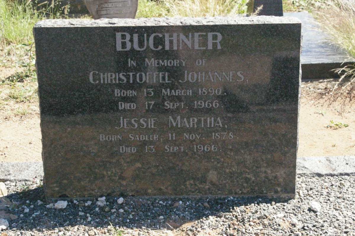 BUCHNER Christoffel Johannes 1890-1966 &amp; Jessie Martha SADLER 1878-1966