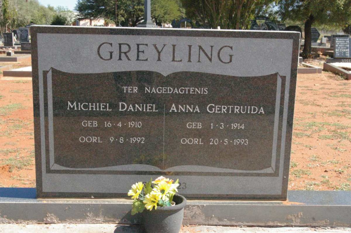GREYLING Michiel Daniel 1910-1992 &amp; Anna Gertruida 1914-1993