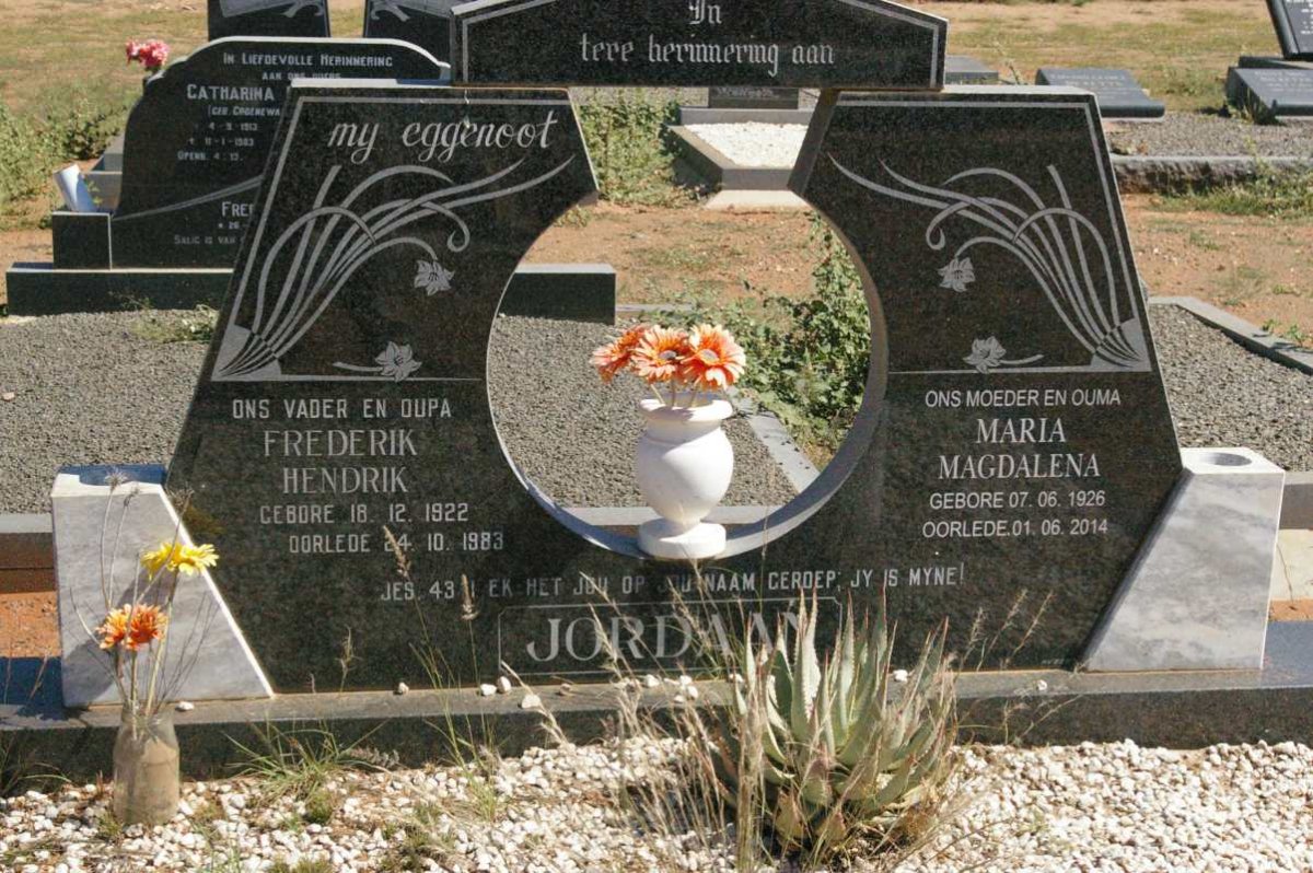 JORDAAN Frederik Hendrik 1922-1983 &amp; Maria Magdalena 1926-2014