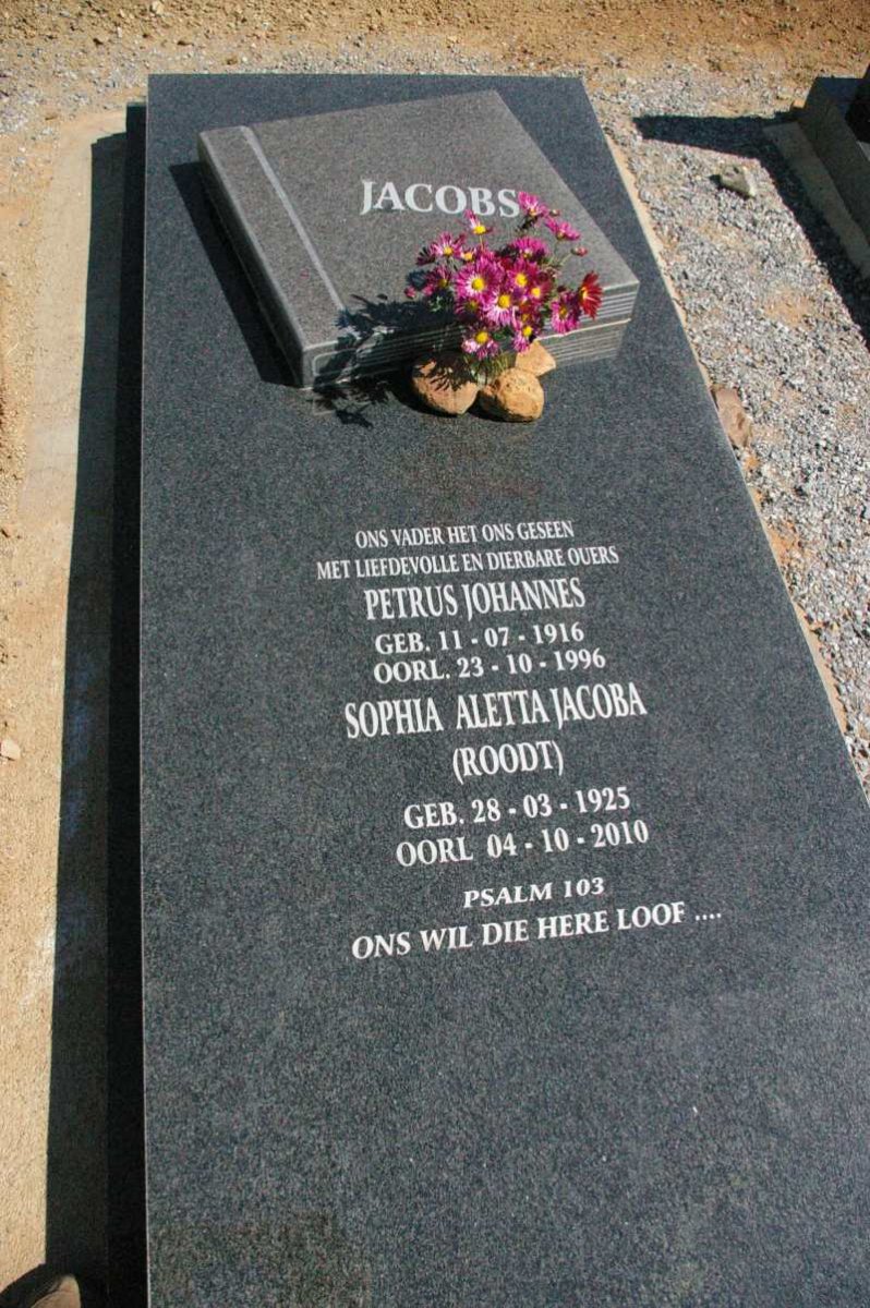 JACOBS Petrus Johannes 1916-1996 &amp; Sophia Aletta Jacoba ROODT 1925-2010