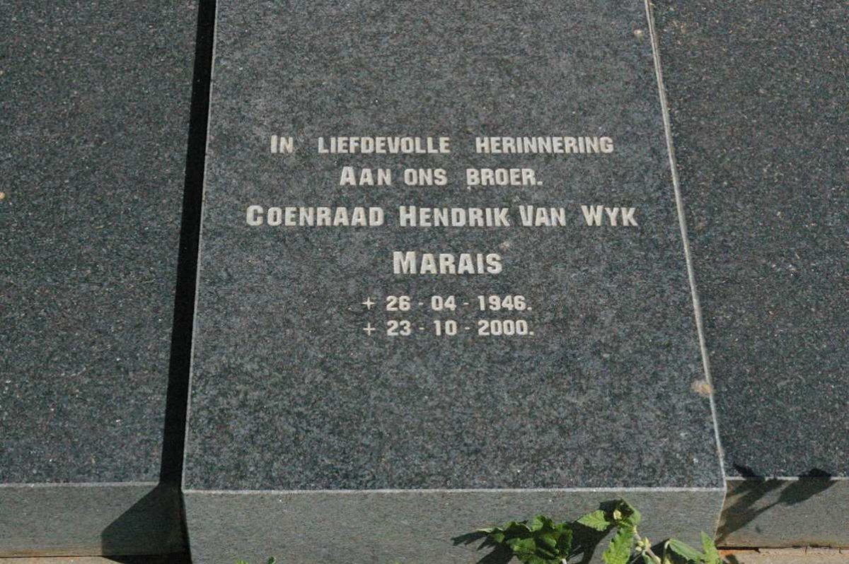 MARAIS Coenraad Hendrik van Wyk 1946-2000