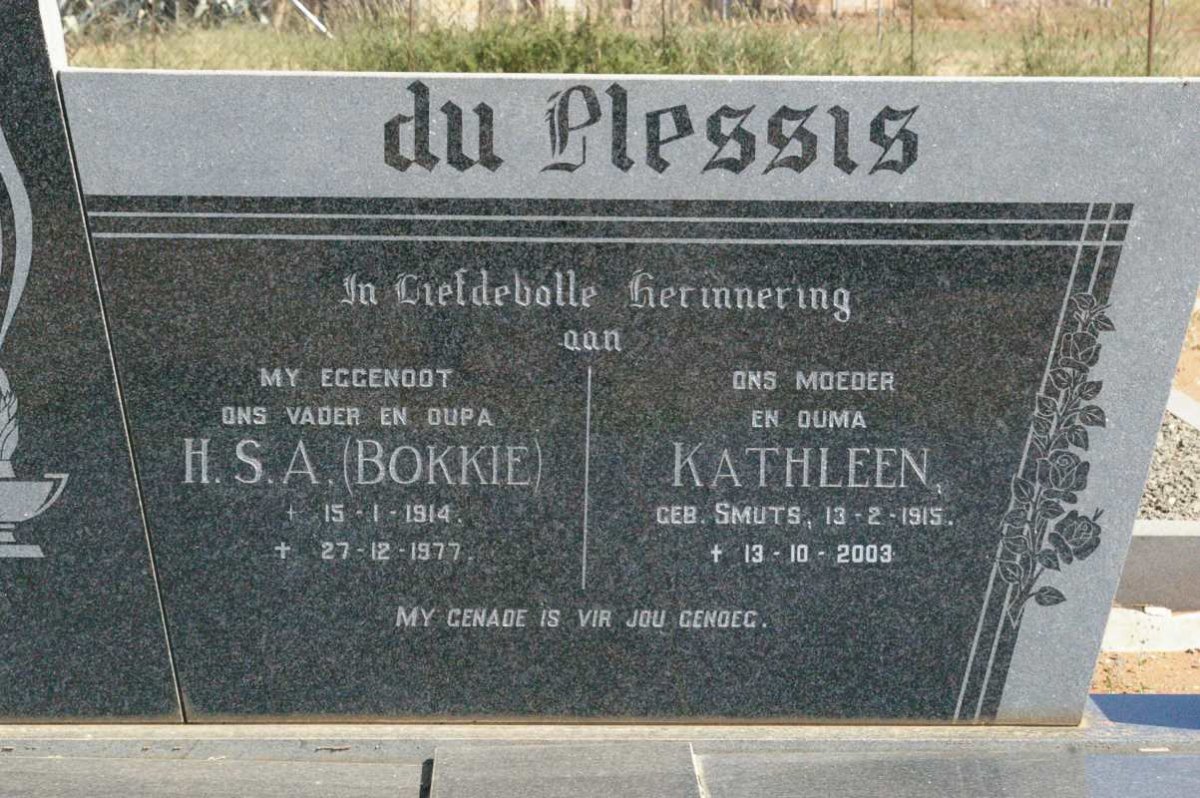 PLESSIS H.S.A., du 1914-1977 &amp; Kathleen SMUTS 1915-2003