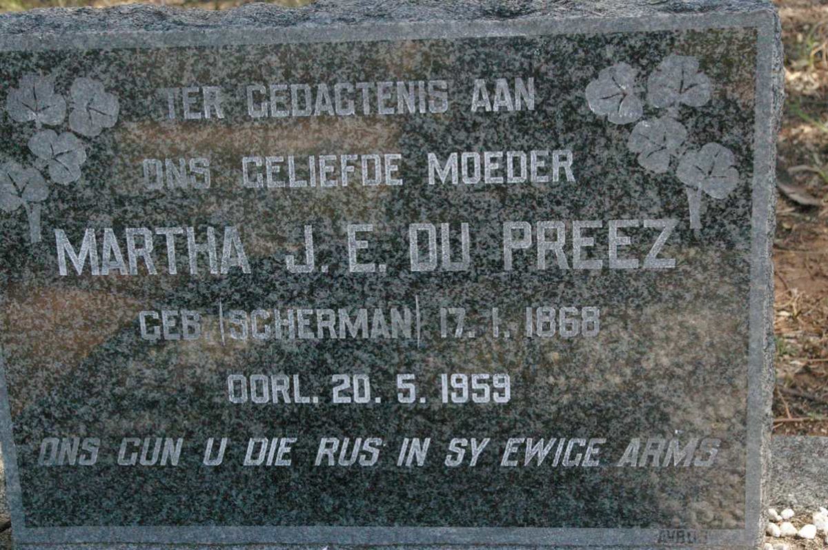 PREEZ Martha J.E., du nee SCHERMAN 1868-1959