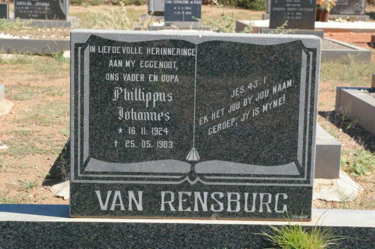 RENSBURG Phillippus Johannes, van 1924-1983