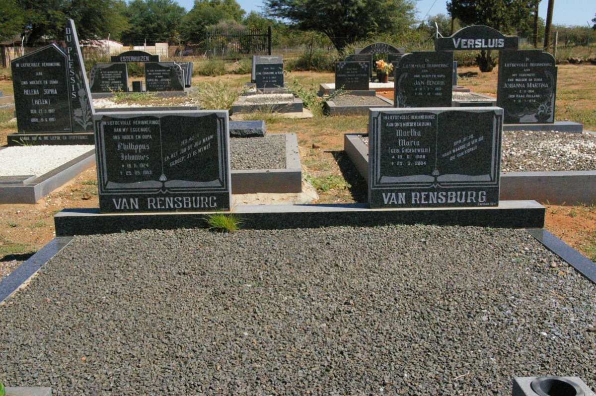 RENSBURG Phillippus Johannes, van 1924-1983 &amp; Martha Maria GROENEWALD 1928-2004