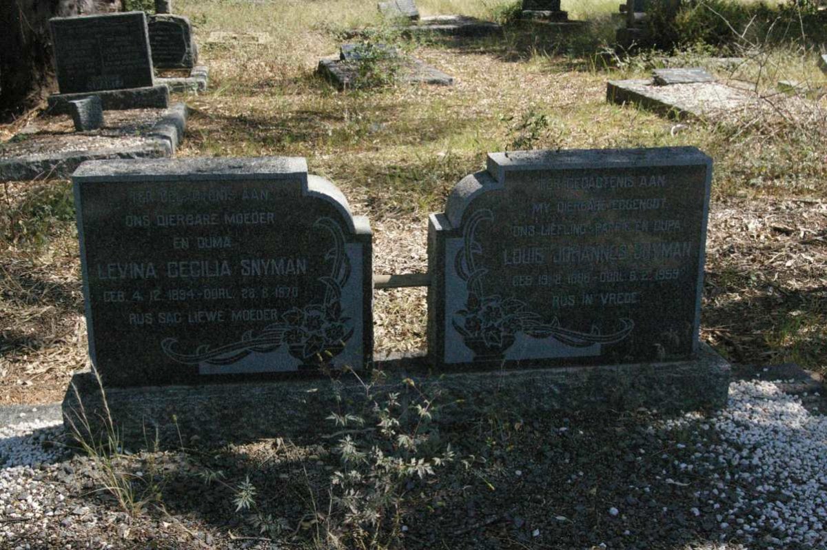 SNYMAN Louis Johannes 1896-1959 &amp; Levina Cecilia 1894-1970