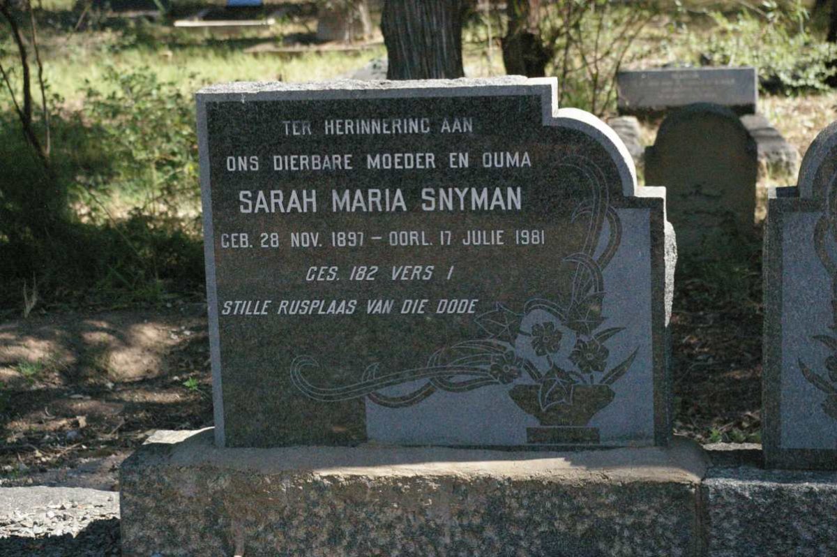 SNYMAN Sarah Maria 1897-1981