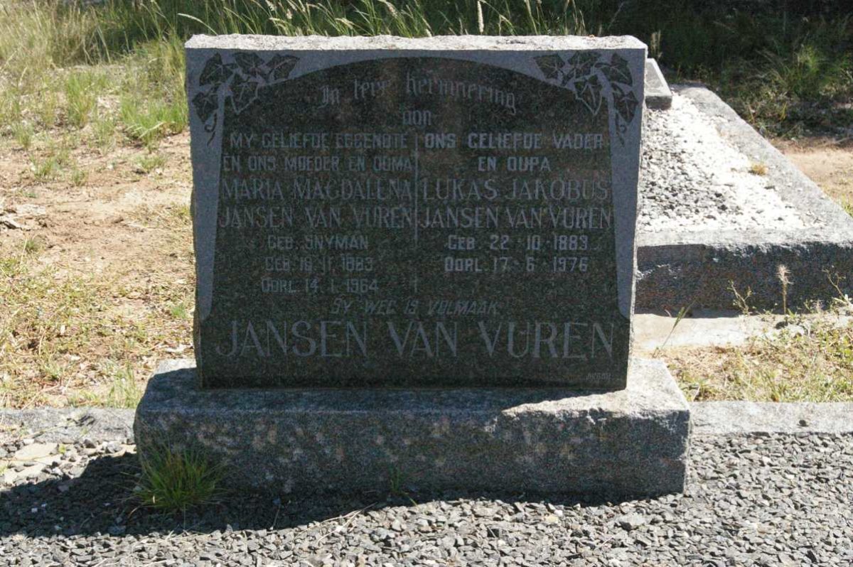 VUREN Lukas Jakobus, Jansen van 1883-1976 &amp; Maria Magdalena SNYMAN 1883-1964