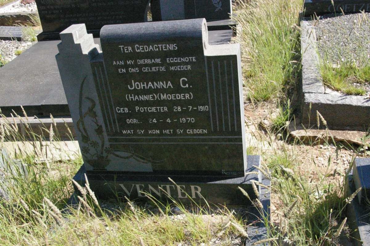 VENTER Johanna G. nee POTGIETER 1910-1970