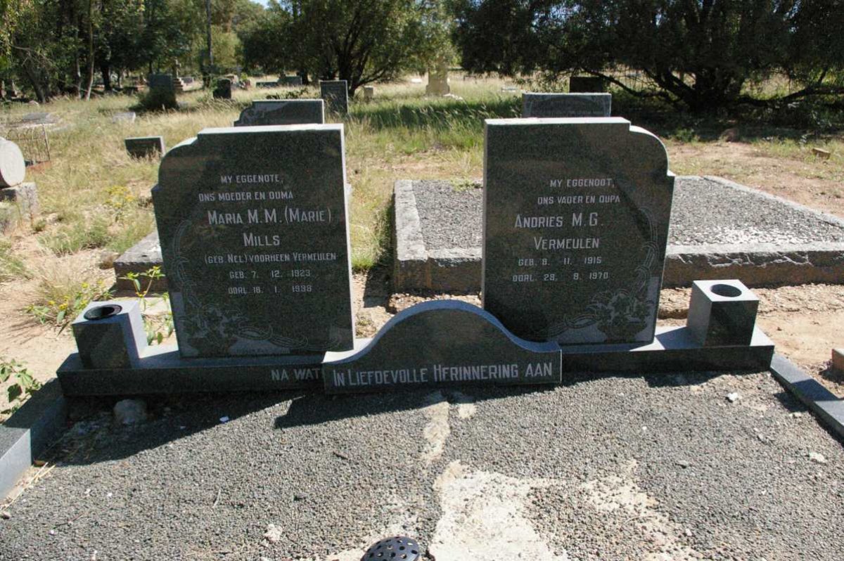 VERMEULEN Andries M.G. 1915-1970 &amp; Maria M.M. MILLS voorheen VERMEULEN nee NEL 1923-1998