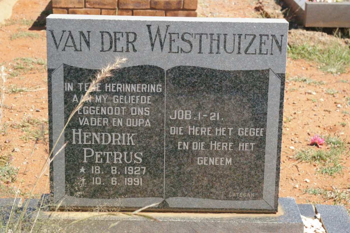 WESTHUIZEN Hendrik Petrus, van der 1927-1991