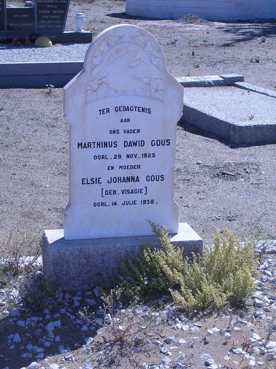 GOUS Marthinus Dawid -1925 &amp; Elsie Johanna VISAGIE -1938