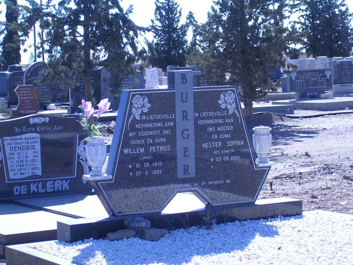 BURGER Willem Petrus 1910-1992 &amp; Hester Sophia KAMFER 1920-