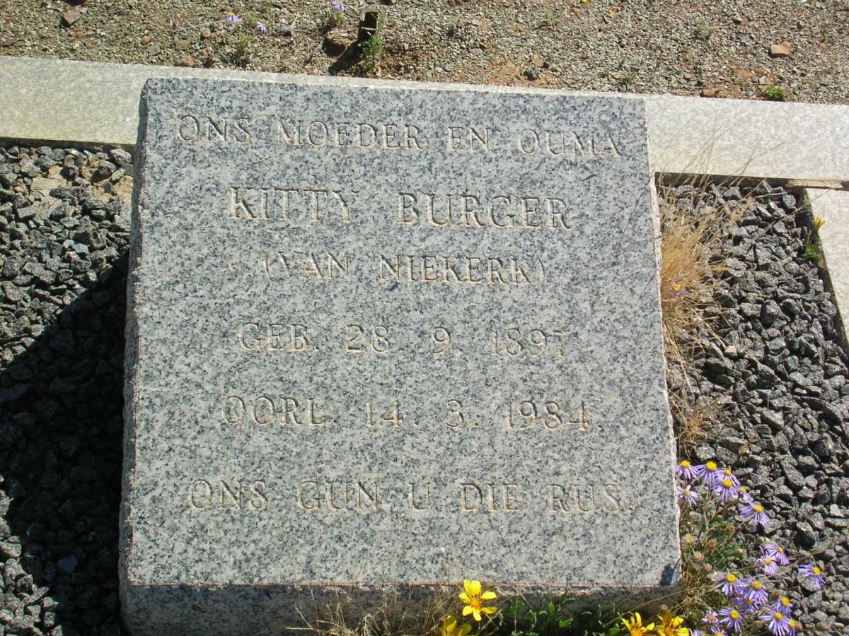 BURGER Kitty nee VAN NIEKERK 1897-1984