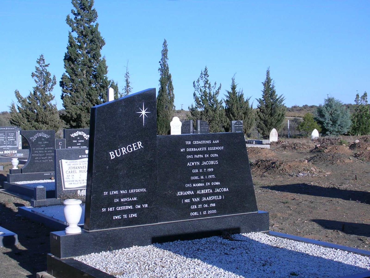 BURGER Alwyn Jacobus 1919-1975 &amp; Johanna Alberta Jacoba VAN JAARSVELD 1918-2000