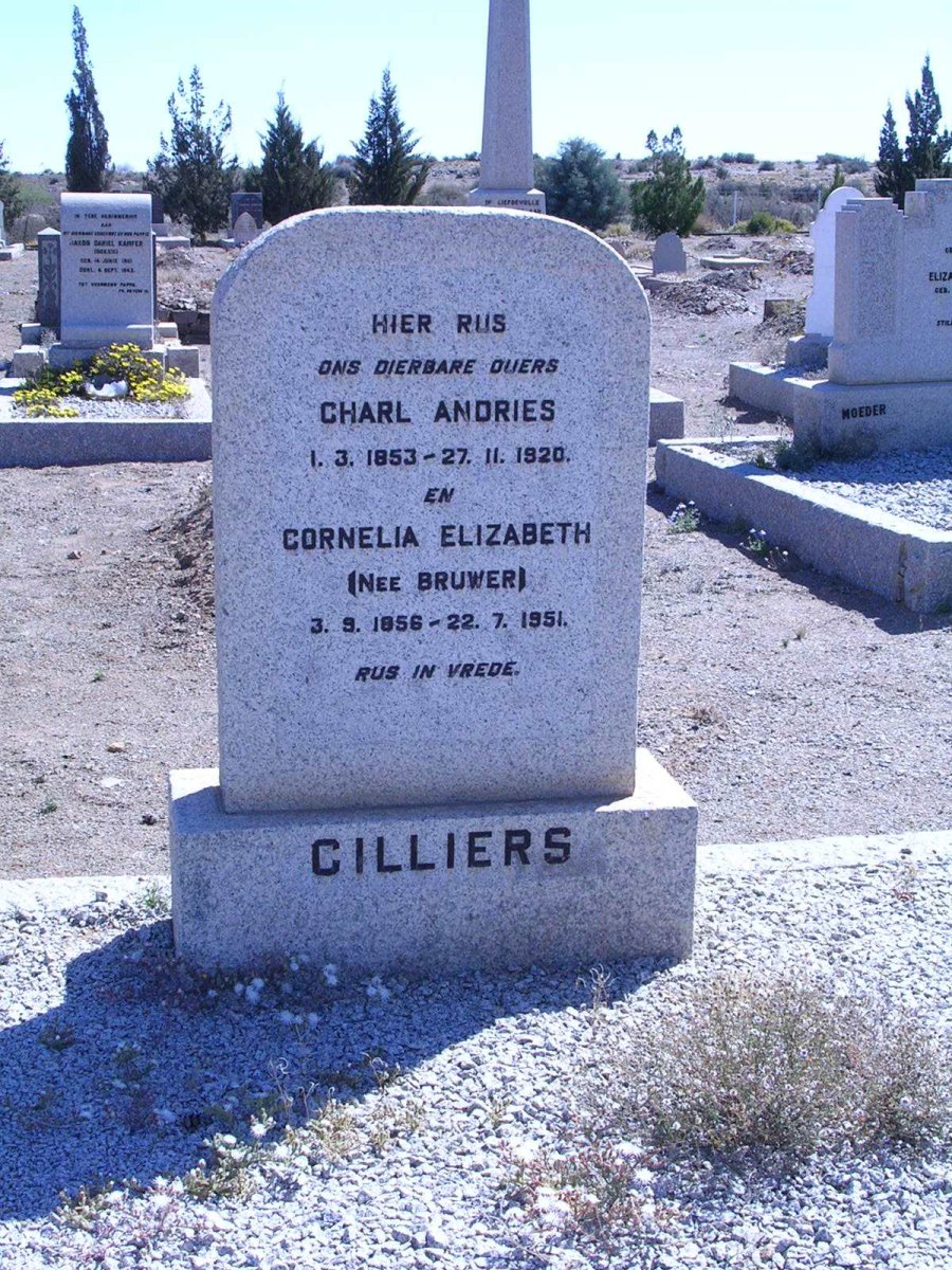 CILLIERS Charl Andries 1853-1920 &amp; Cornelia Elizabeth BRUWER 1856-1951