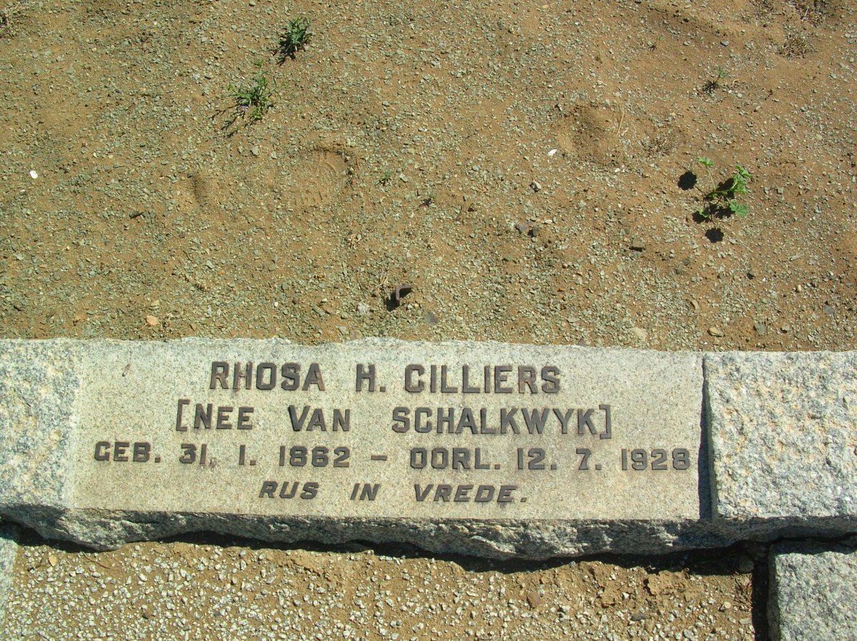 CILLIERS Rhosa H. nee VAN SCHALKWYK 1862-1928