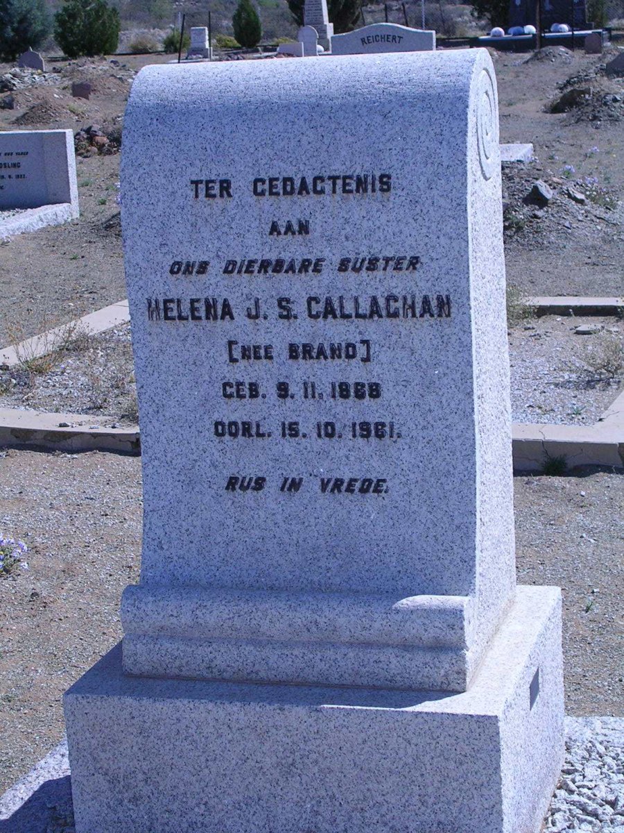 CALLAGHAN Helena J.S. nee BRAND 1868-1961