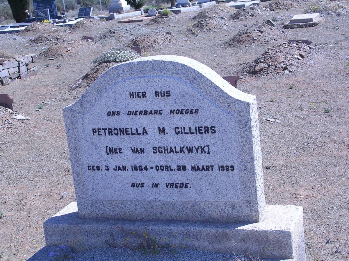 CILLIERS Petronella M. nee VAN SCHALKWYK 1884-1929