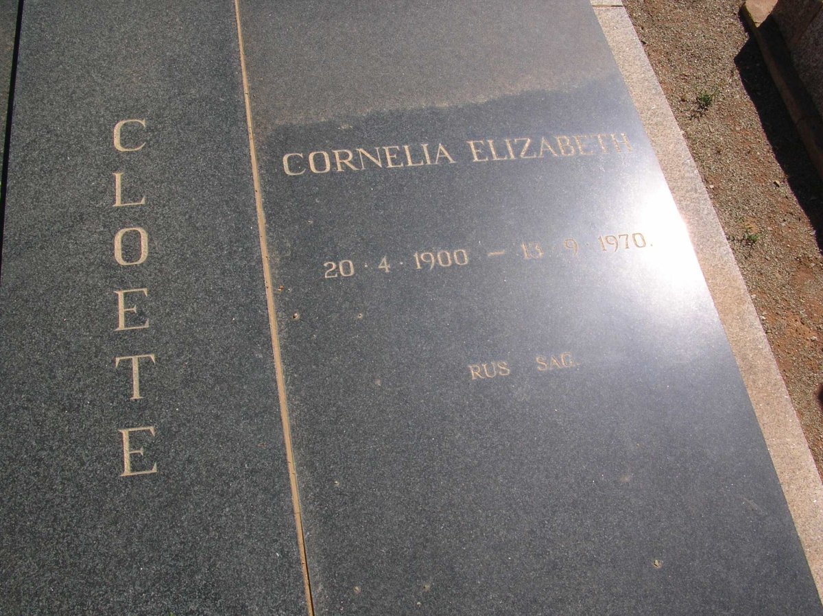 CLOETE Cornelia Elizabeth 1900-1970