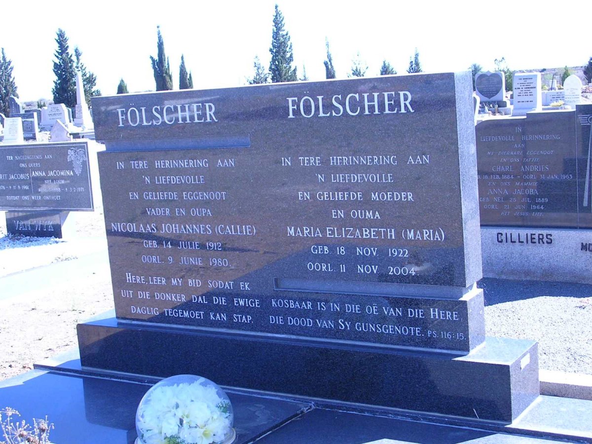 FÖLSCHER Nicolaas Johannes 1912-1980 &amp; Maria Elizabeth 1922-2004