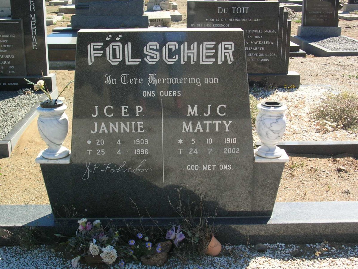 FÖLSCHER J.C.E.P. 1909-1996 &amp;  M.J.C. 1910-2002
