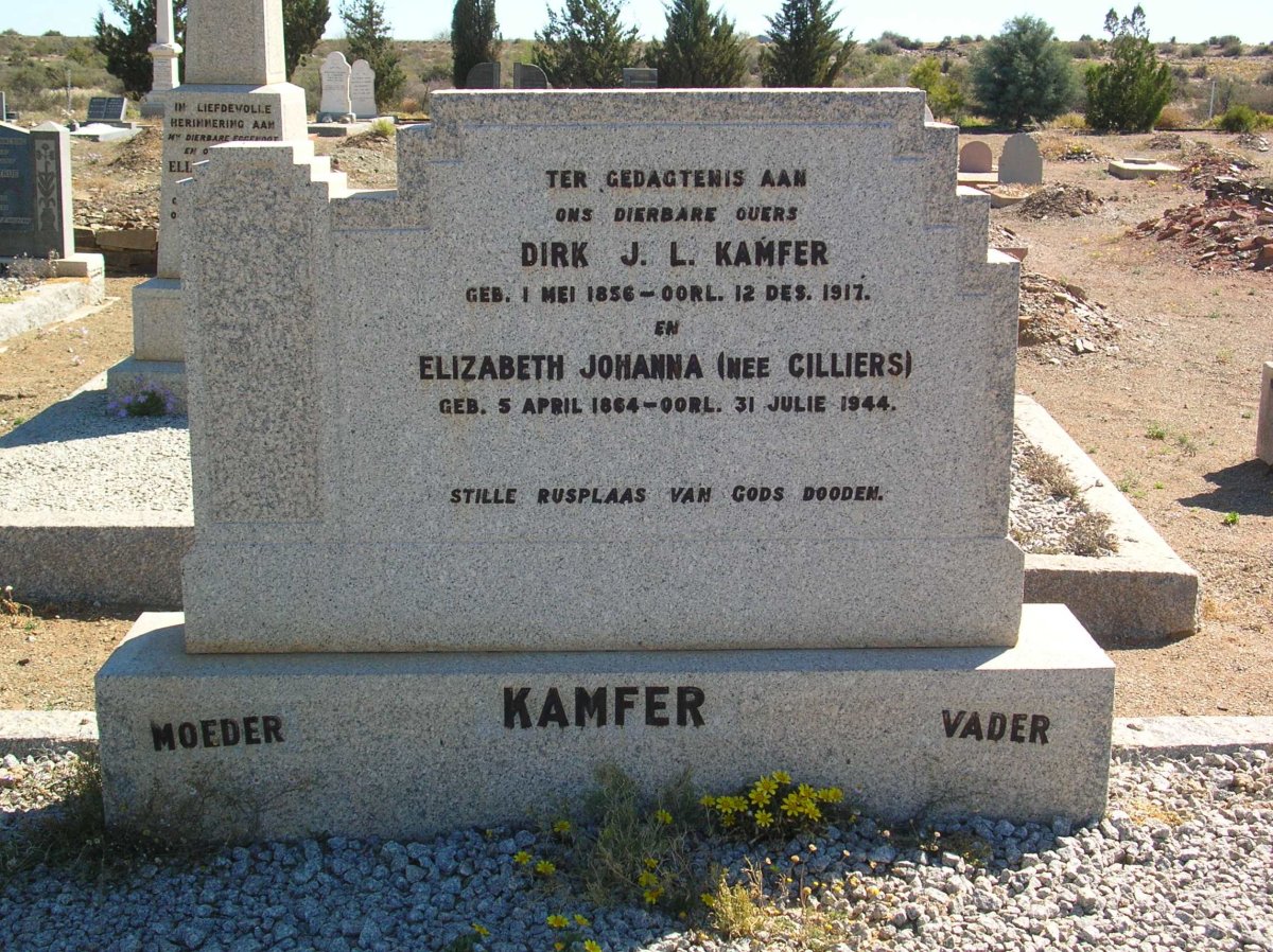 KAMFER Dirk J.L.1856-1917 &amp; Elizabeth Johanna CILLIERS 1864-1944