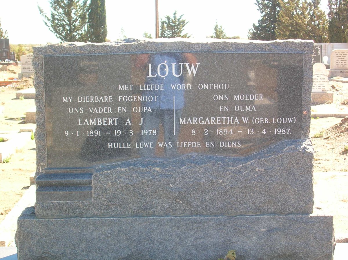LOUW Lambert A.J. 1891-1978 &amp; Margaretha W. LOUW 1894-1987