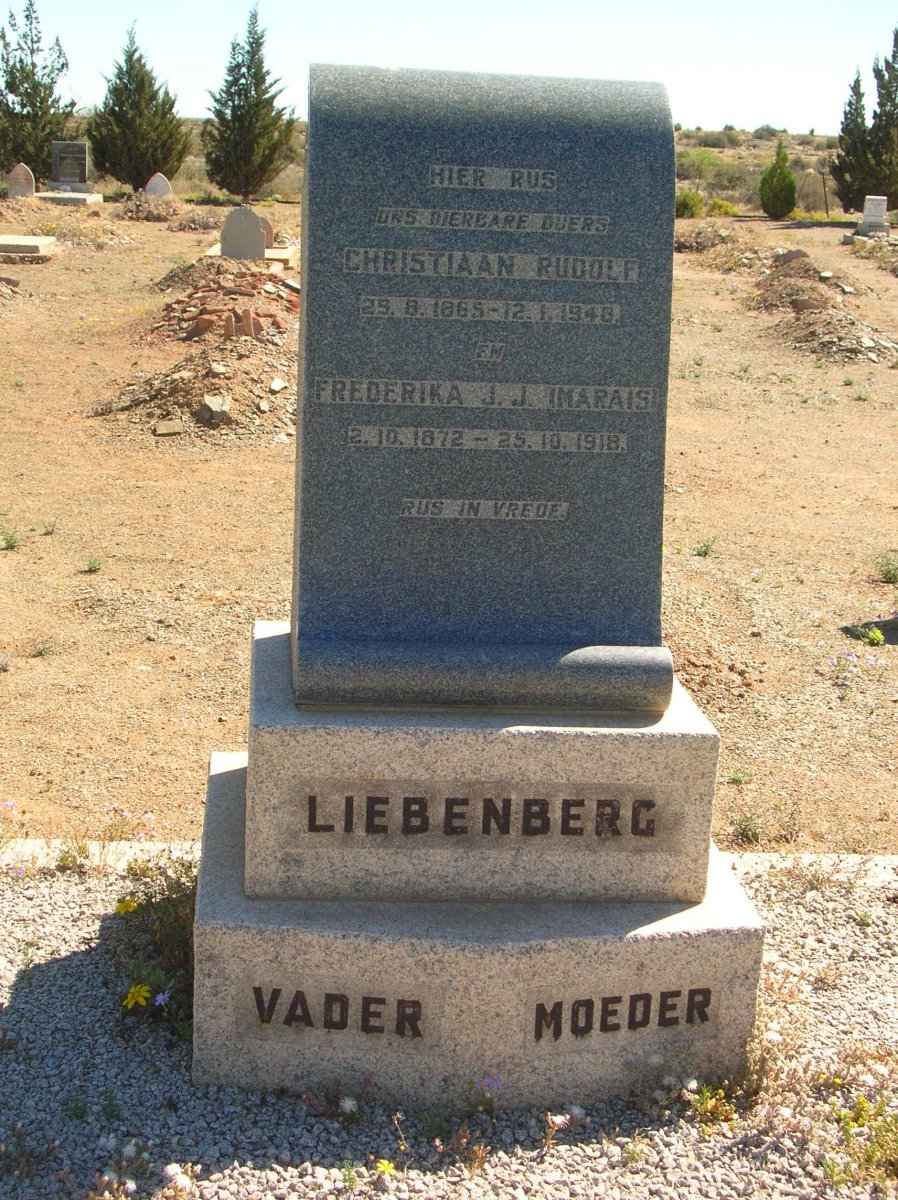 LIEBENBERG Christiaan Rudolf 1865-1948 &amp; Frederika J. J. MARAIS 1872-1918