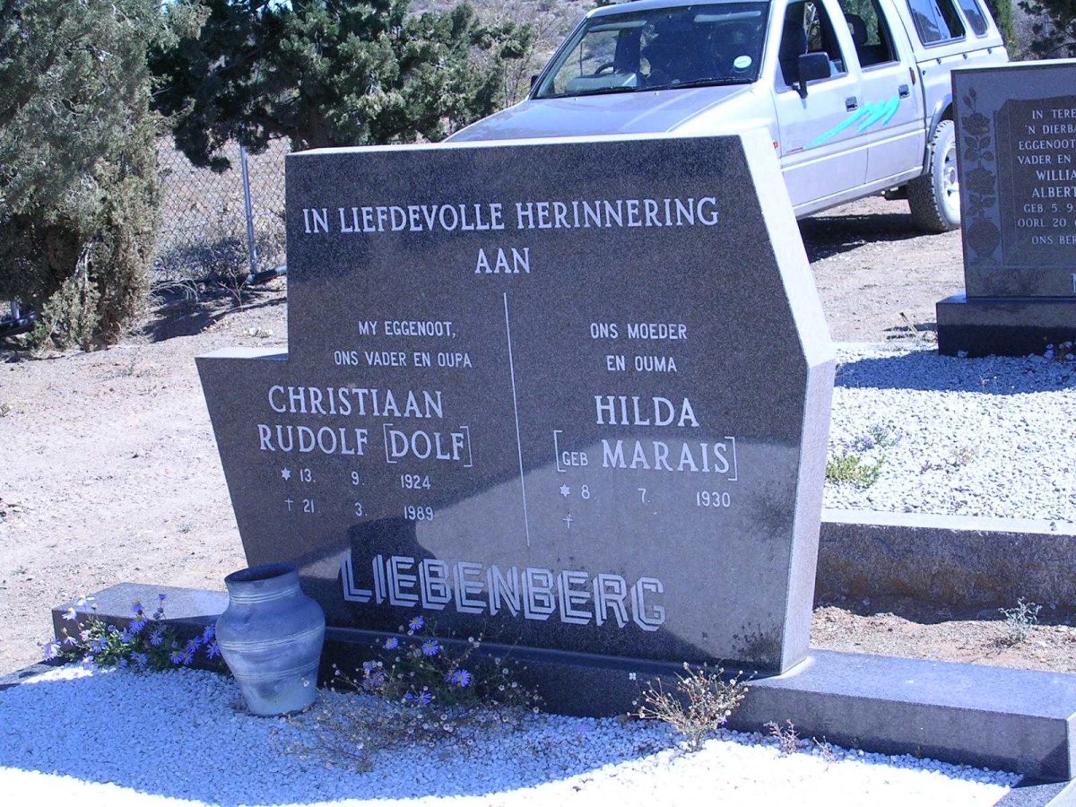 LIEBENBERG Christiaan Rudolf 1924-1989 &amp; Hilda MARAIS 1930-