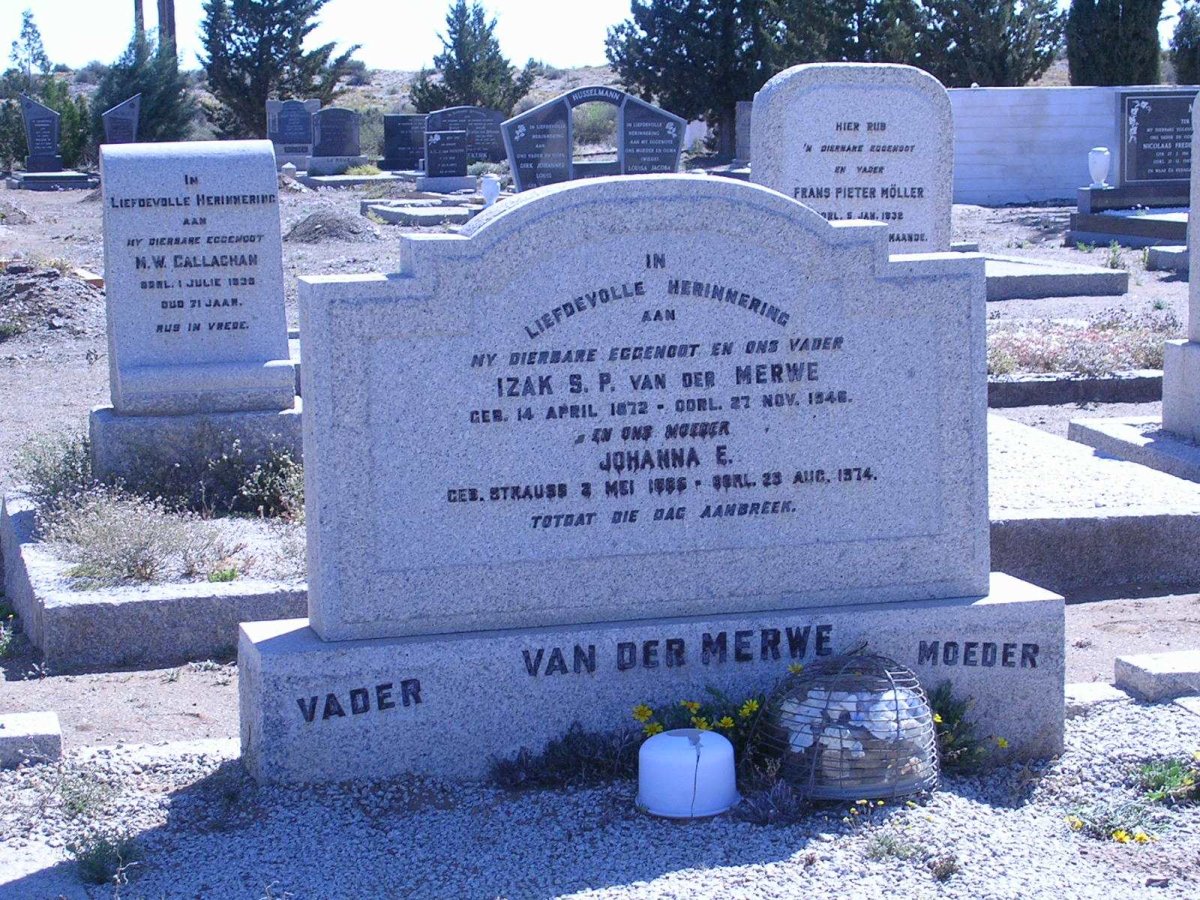 MERWE Izak S.P., van der 1872-1946 &amp; Johanna E. STRAUSS 1886-1974