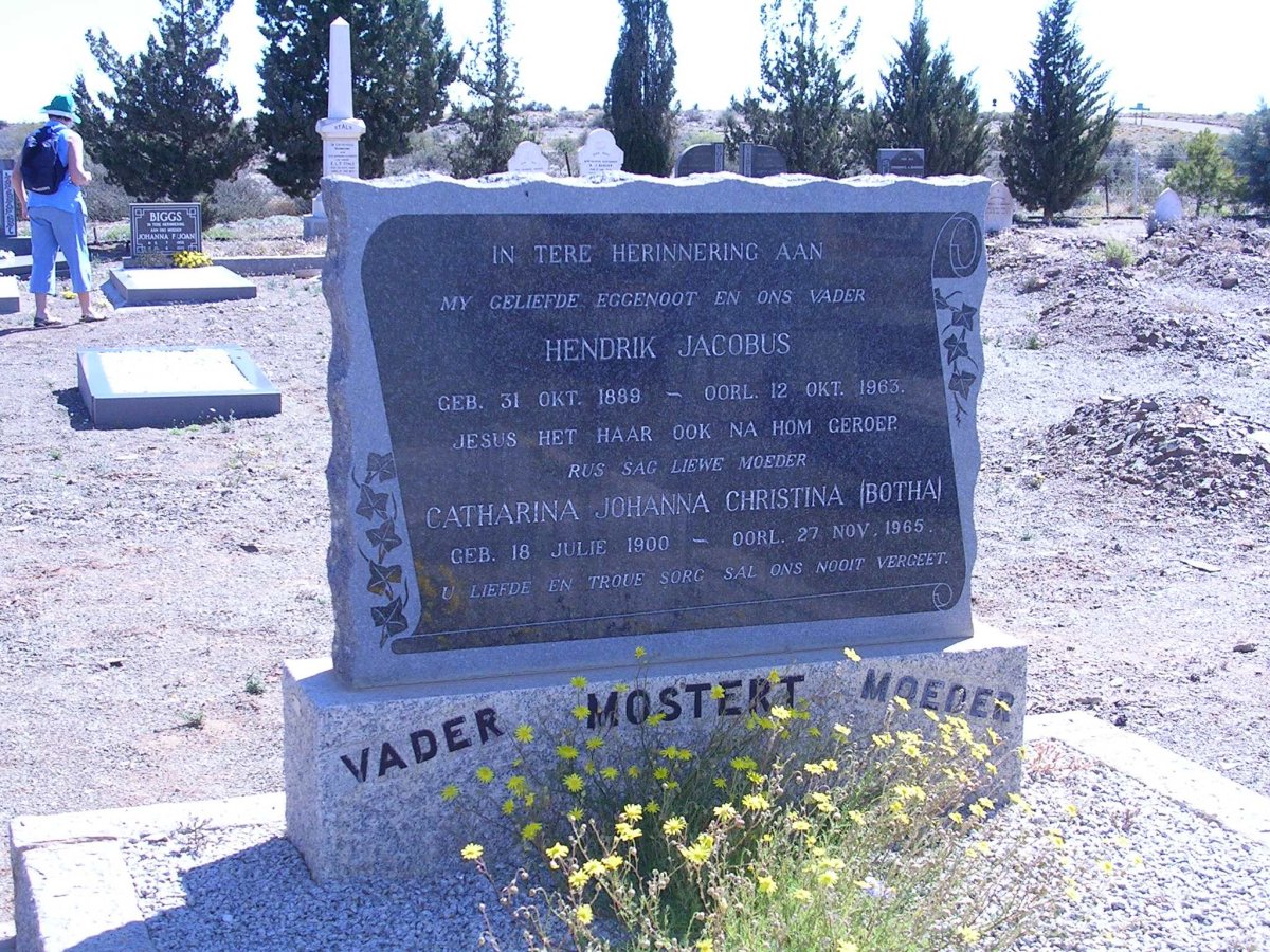 MOSTERT Hendrik Jacobus 1889-1963 &amp; Catharina Johanna Christina BOTHA 1900-1965