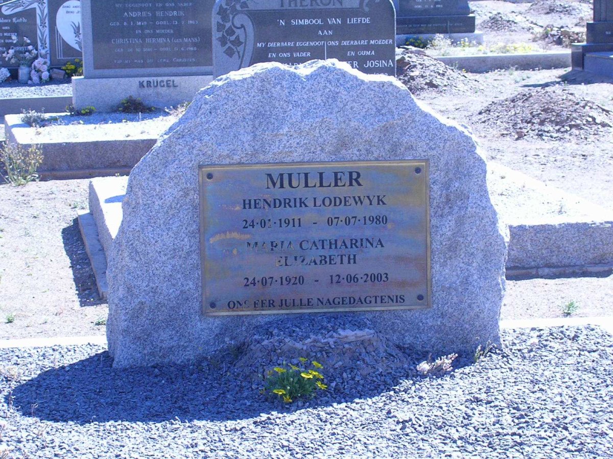 MULLER Hendrik Lodewyk 1911-1980 &amp; Maria Catharina Elizabeth 1920-2003