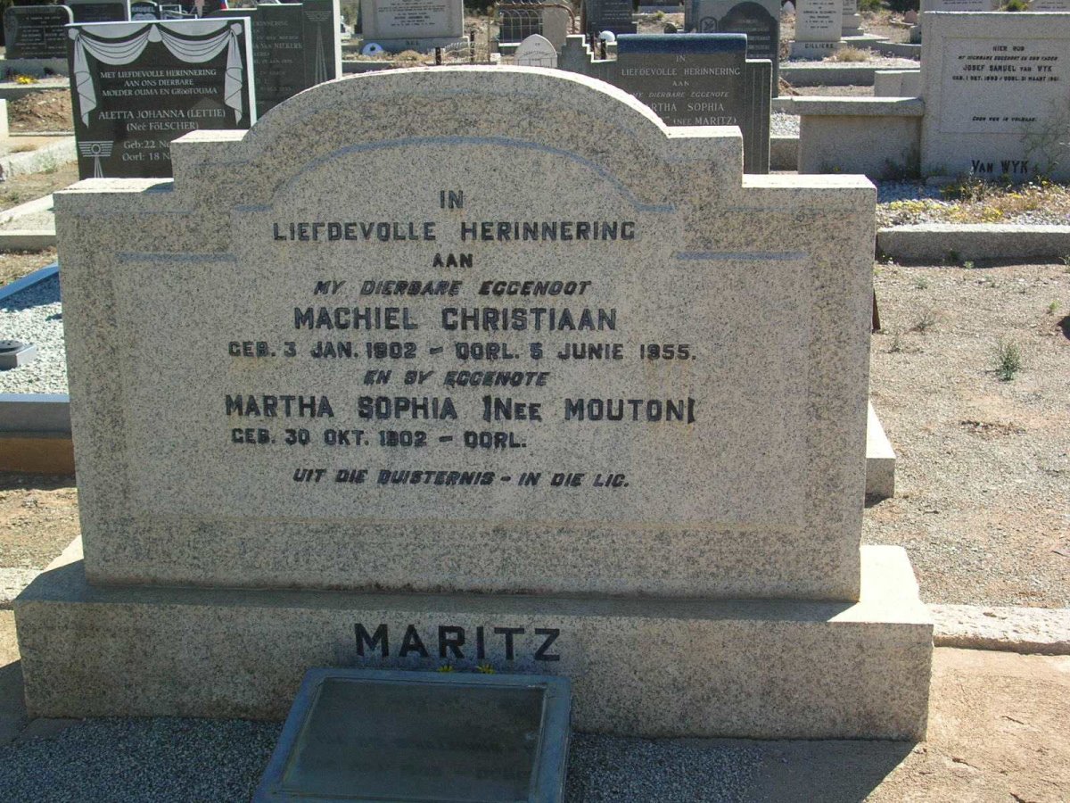 MARITZ Machiel Christiaan 1902-1955 &amp; Martha Sophia MOUTON 1902-