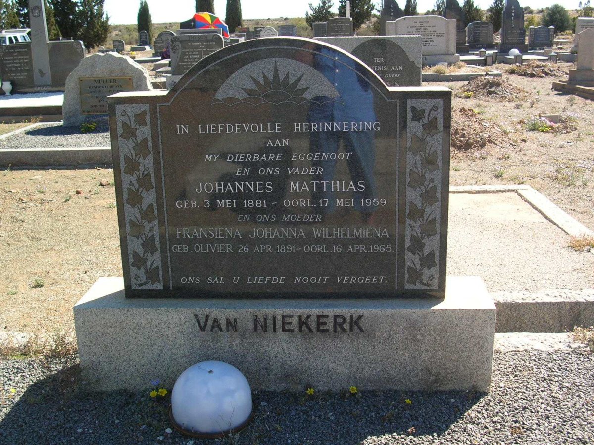 NIEKERK Johannes Matthias, van 1881-1959 &amp; Fransiena Johanna Wilhelmiena OLIVIER 1891-1965